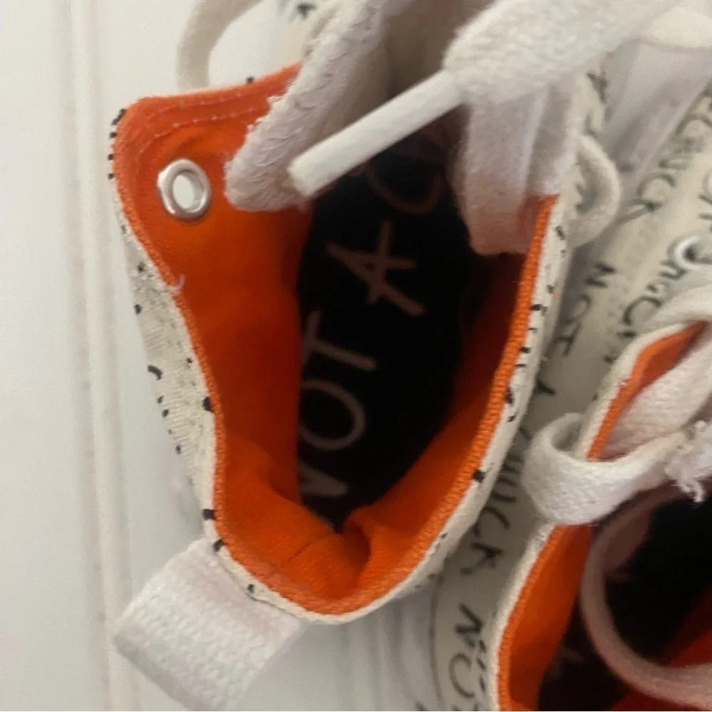 Converse “ Not A Chuck” High Top Sneakers ~ White ~ Orange Bottoms ~Size 8 Kids